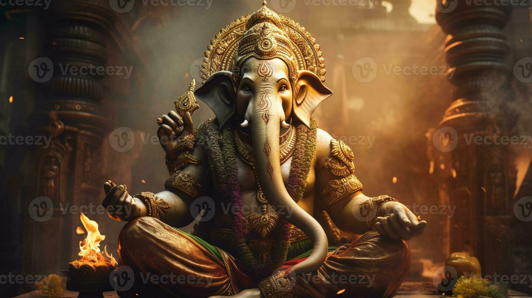 Captivating Close Up. Lord Ganesha in Stunning Realism. Perfect for Spiritual Reflection and Decor photo