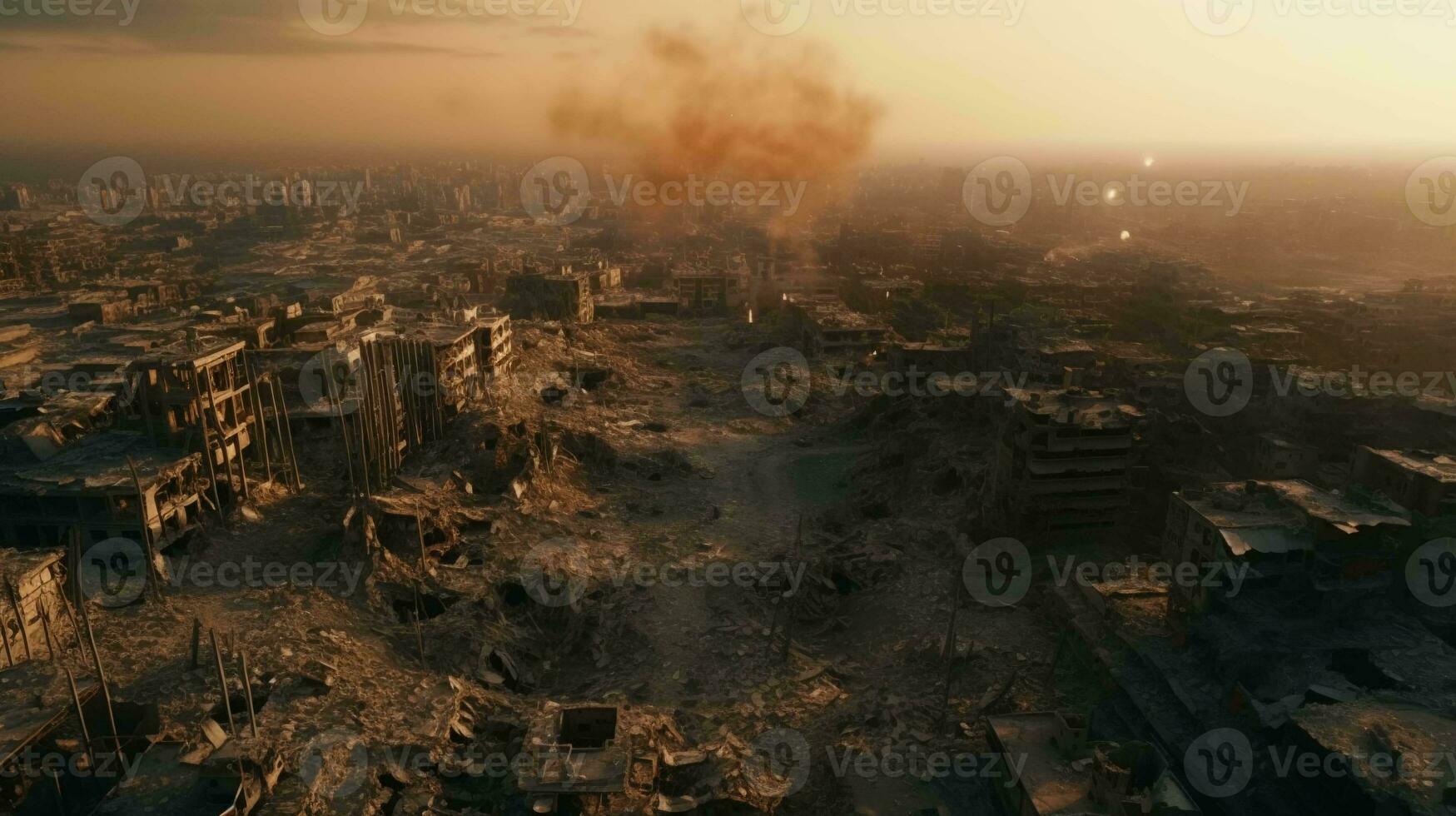 Drone View of the Middle East City After War photo