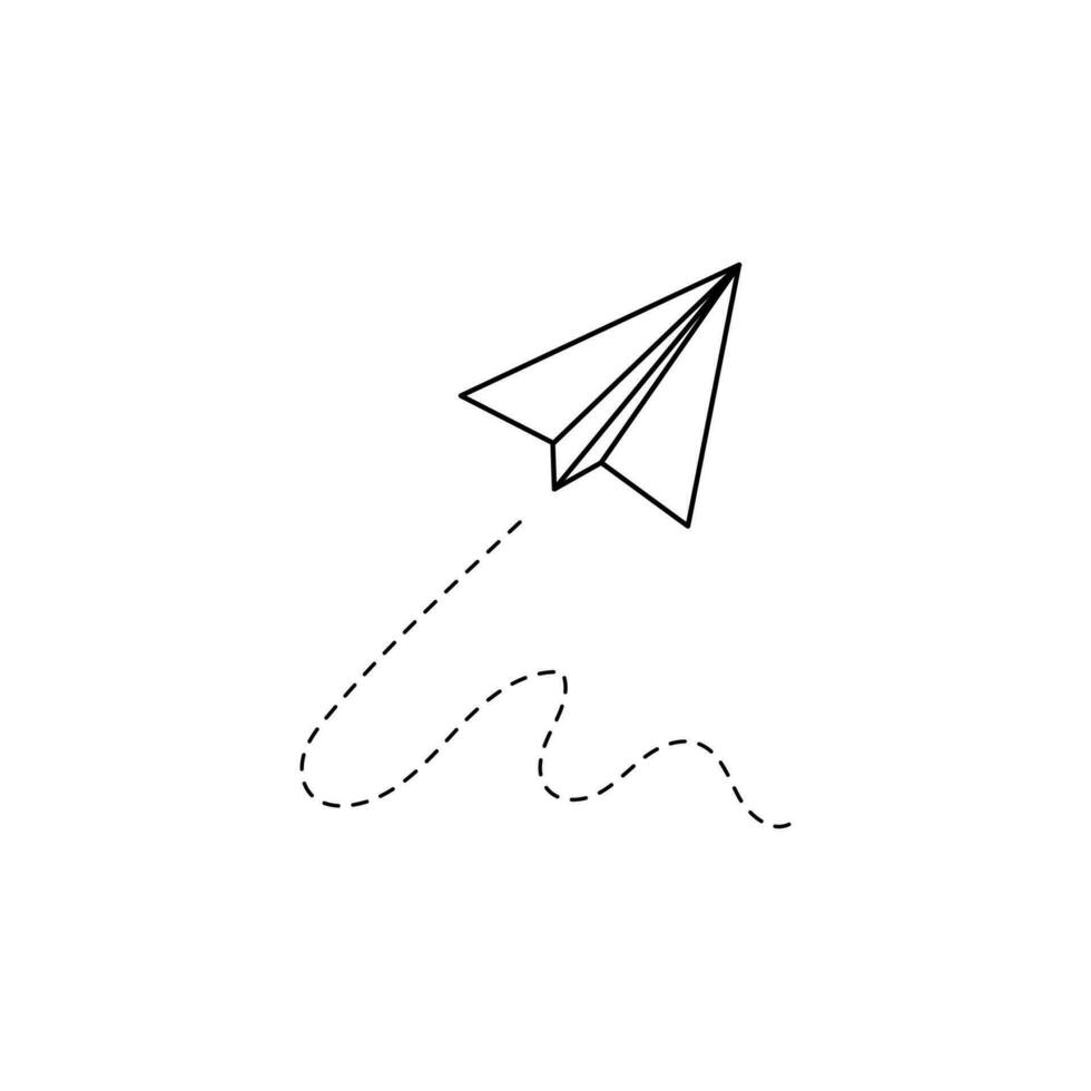 Paper airplane vector icon. Doodle outline