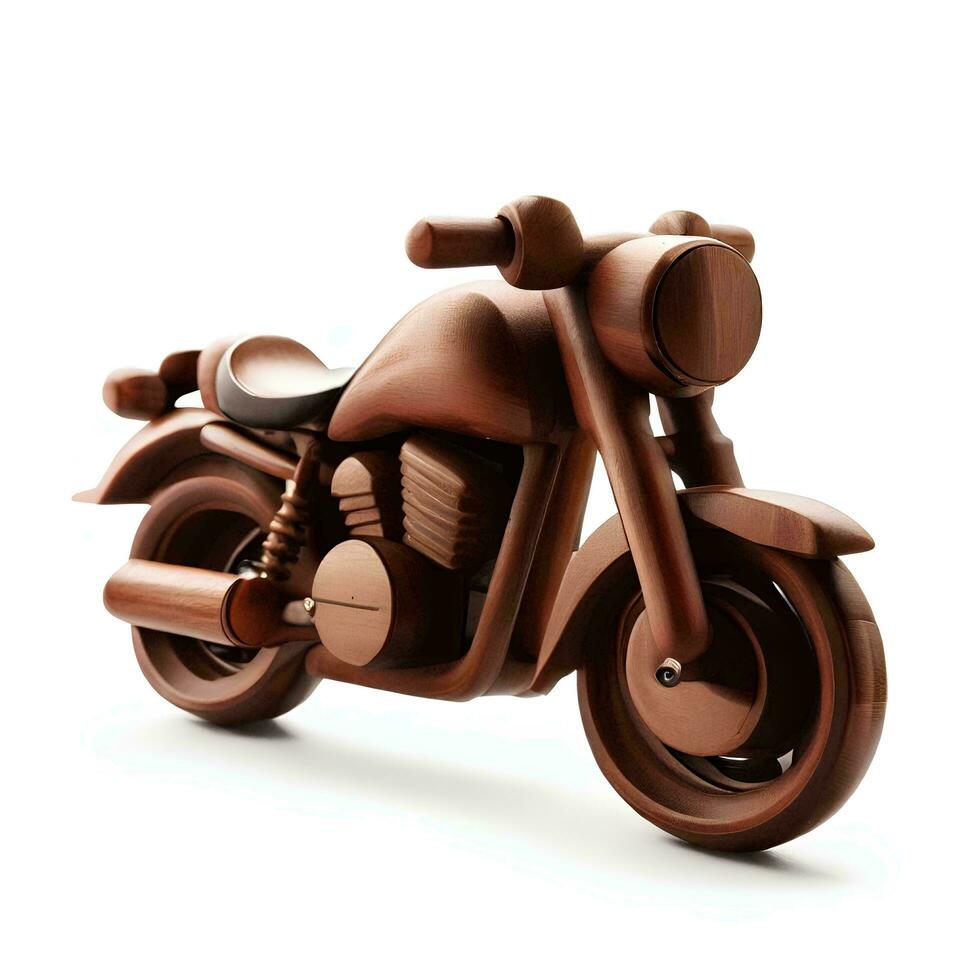 AI Generated isolated wooden toys motocycle photo