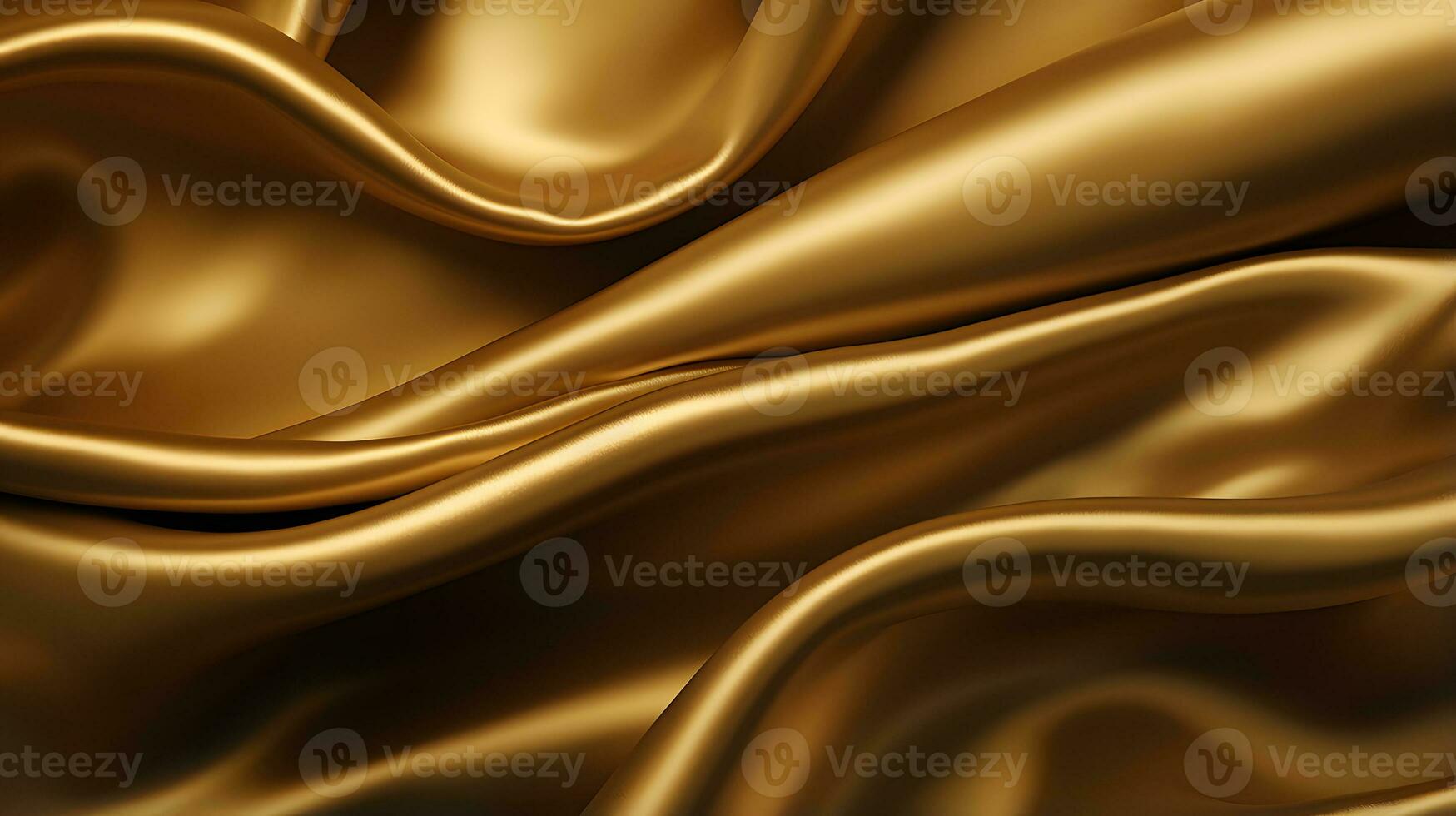 rippled golden satin fabric whole background AI Generative photo