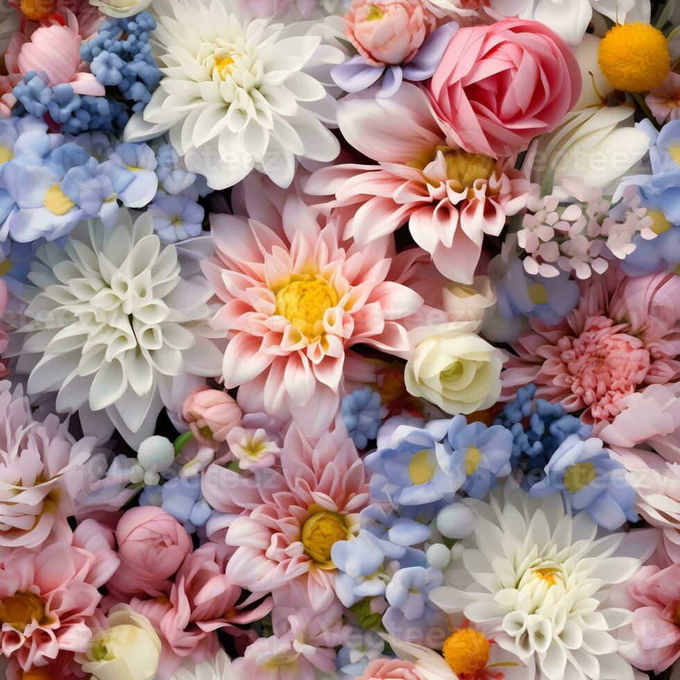 Realistic pastel floral pattern for elegant designs. Soft and versatile. Perfect for many projects photo