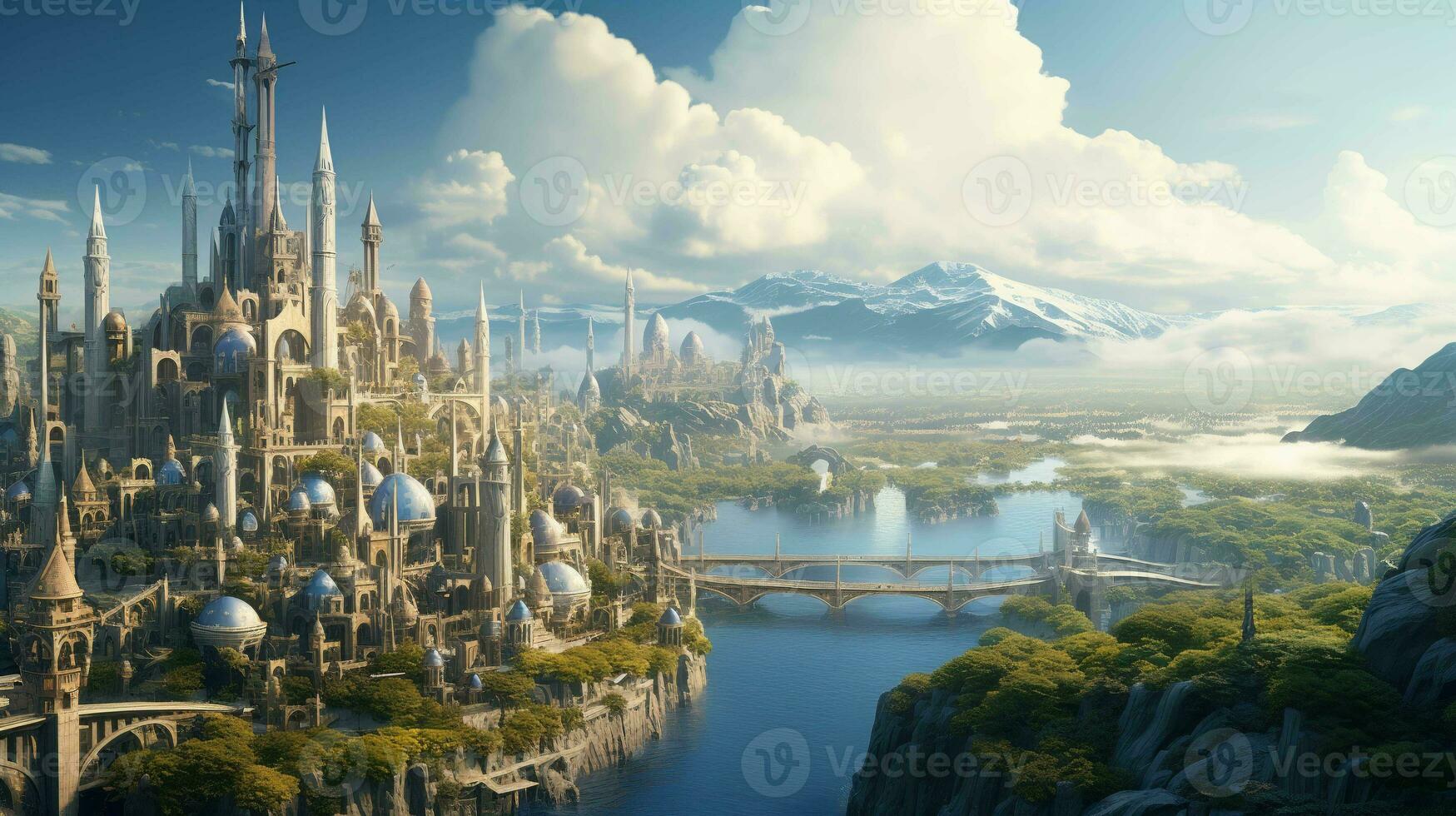 Captivating cityscape with wide angle charm, a spellbinding urban masterpiece photo