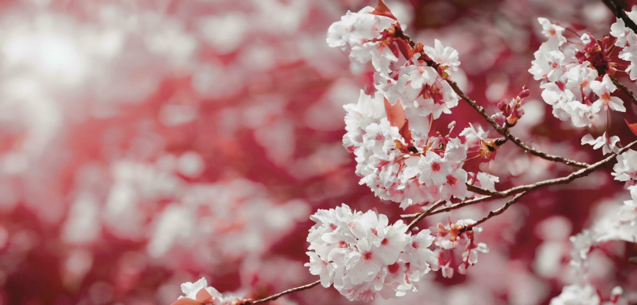 Bright background of cherry blossoms nature in japan photo