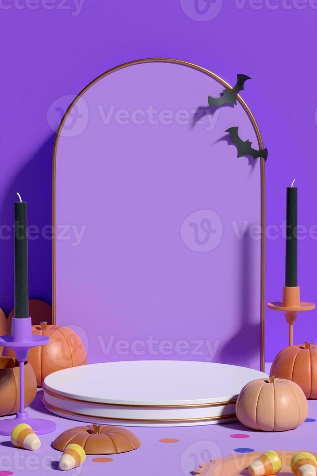 Halloween Vertical Product Display Background. 3D Rendering. photo