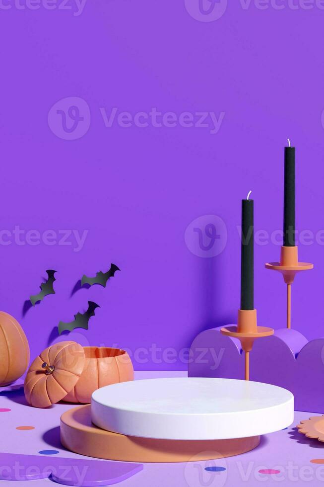 Halloween Vertical Product Display Background. 3D Rendering. photo
