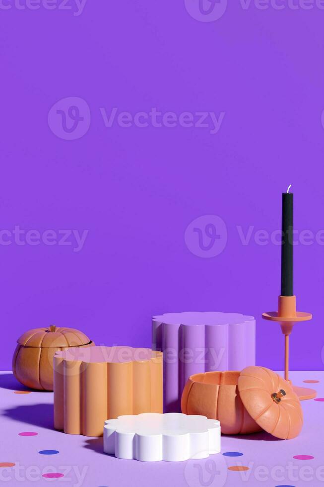 Halloween Vertical Product Display Background. 3D Rendering. photo
