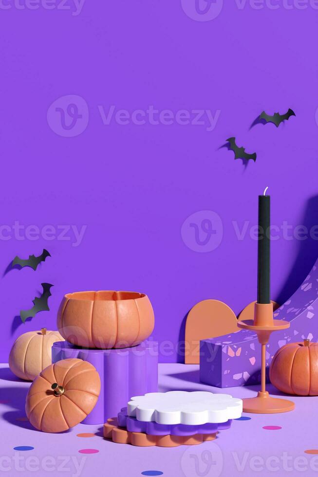 Halloween Vertical Product Display Background. 3D Rendering. photo