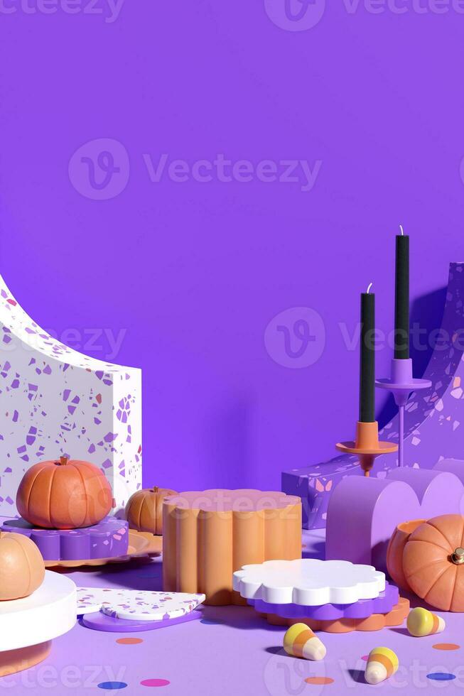 Halloween Vertical Product Display Background. 3D Rendering. photo