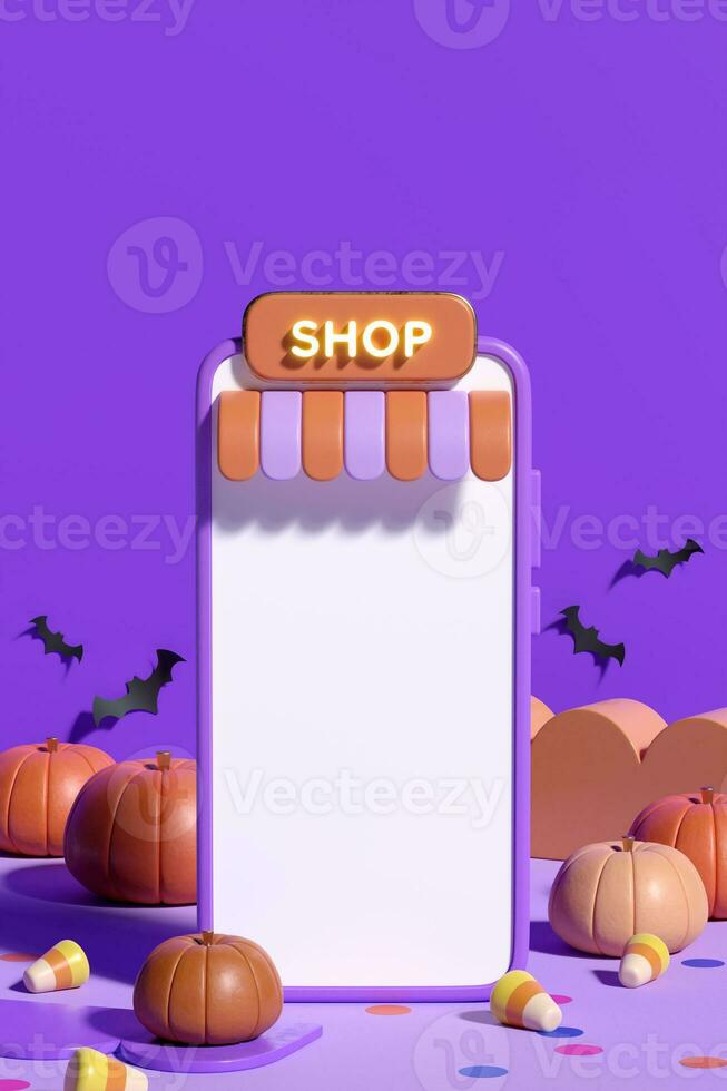 Halloween Vertical Product Display Background. 3D Rendering. photo