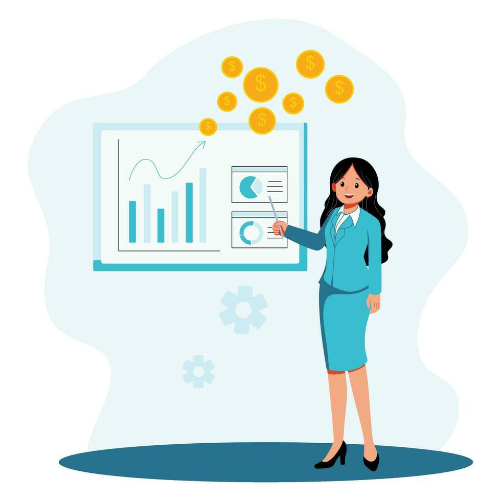 Investment metrics report presentation illustration vector