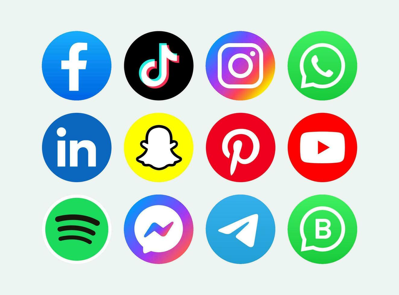 Set of social media icons, editable vector