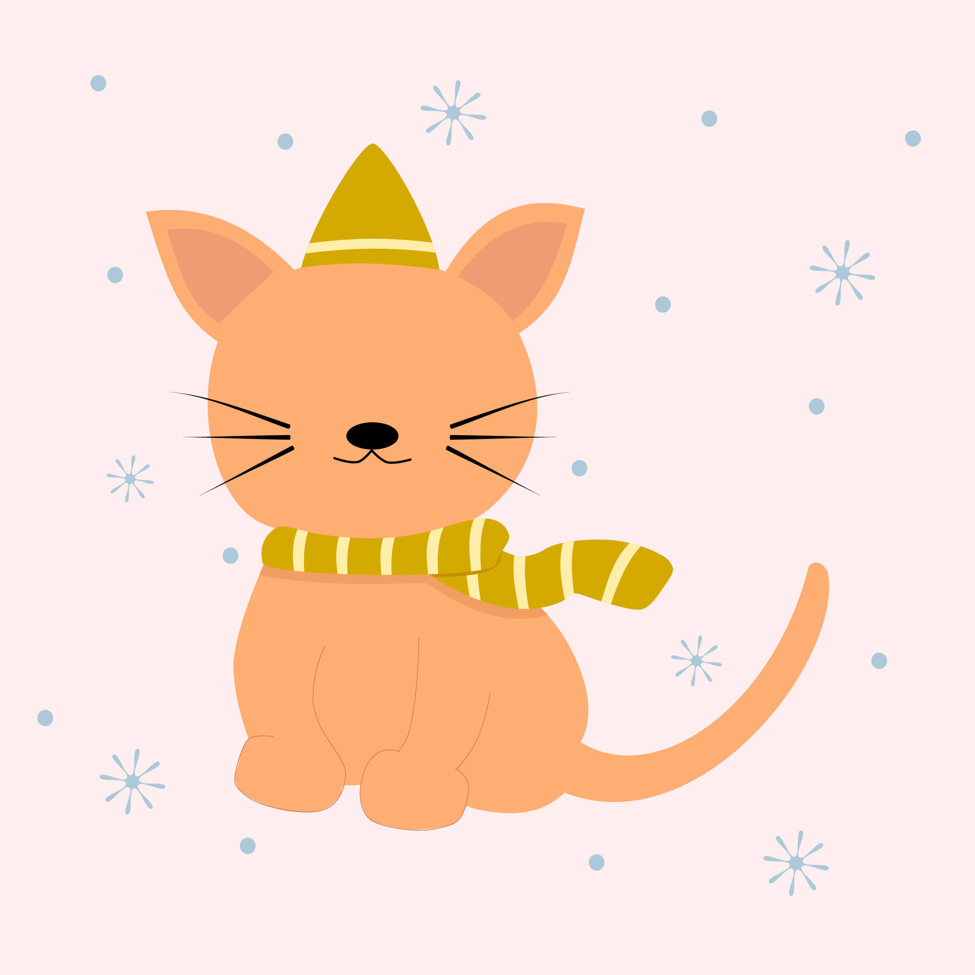 Adorable cat wearing hat and scarf in winter 32310239 Vector Art at