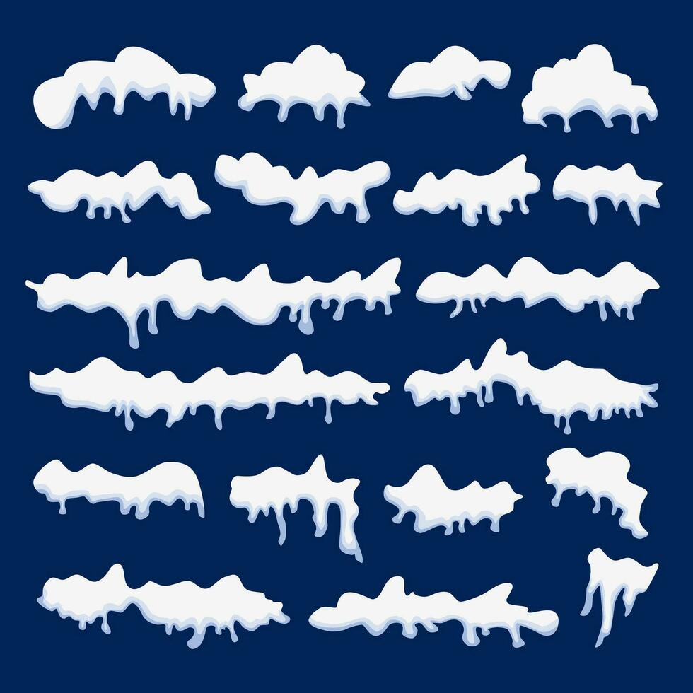 Set of snow caps in different shapes. Flat vector illustration.