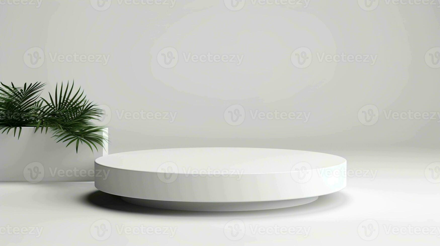 Elegant White Product Presentation Podium in 3D Rendering photo