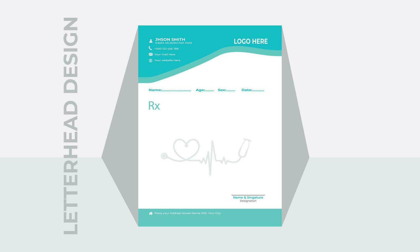 Medical Doctors Prescription Letterhead Design. vector