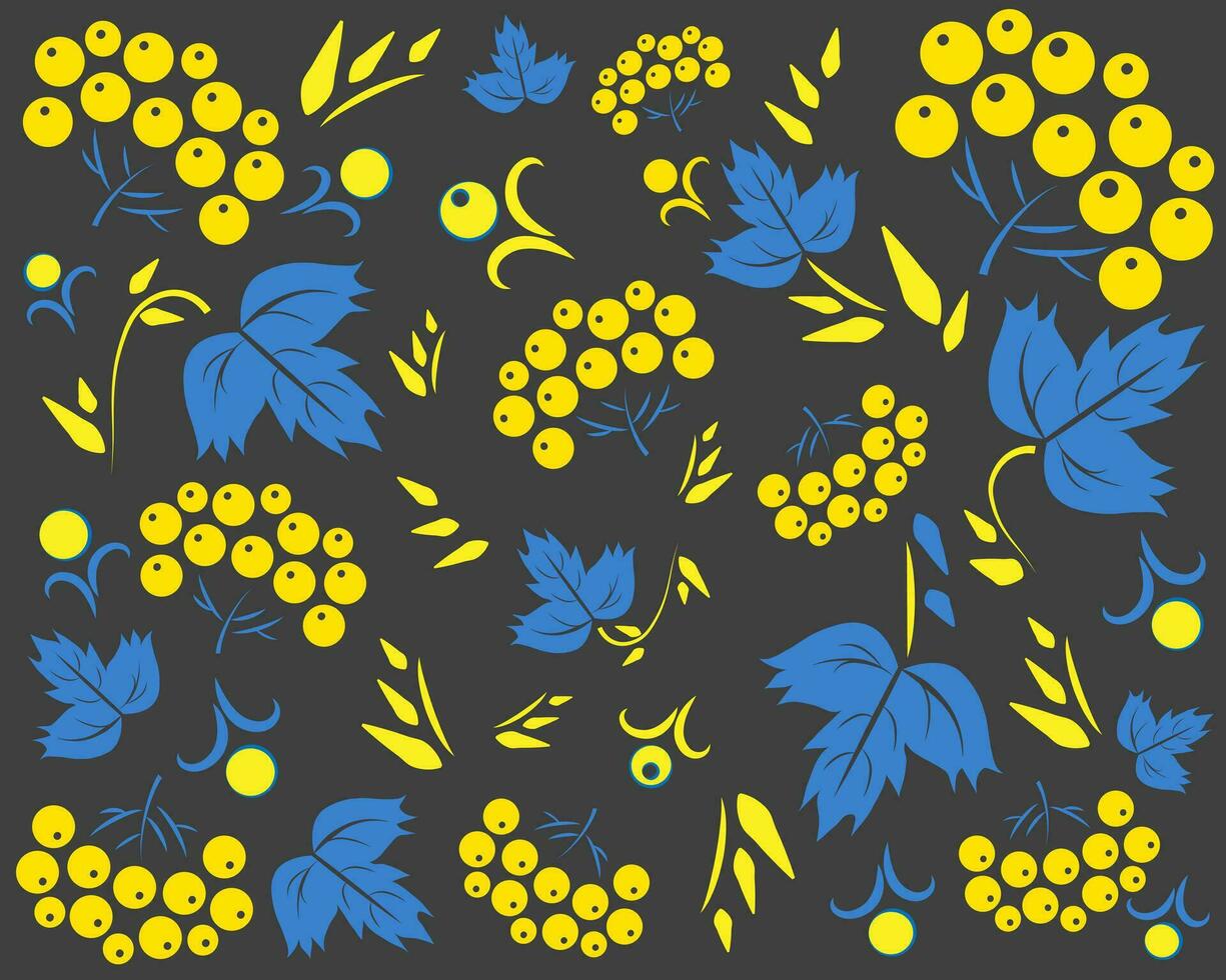 Viburnum sample. Blue-yellow color. Ukrainian symbols. Ukraine. Oh, there is a red viburnum in the meadow vector