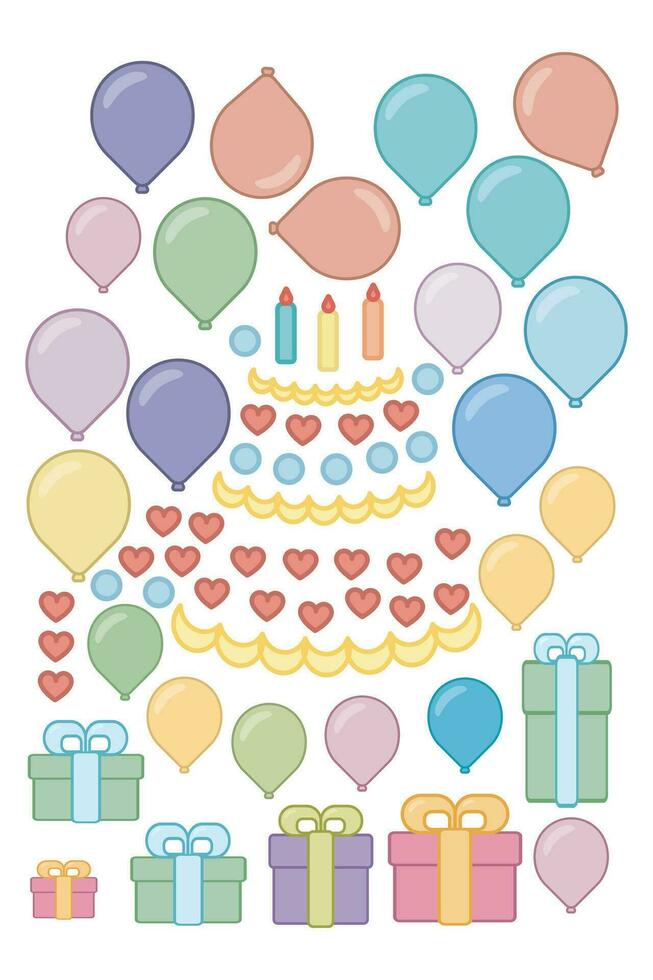 Birthday Elements Set, Birthday Party, Happy Birthday vector