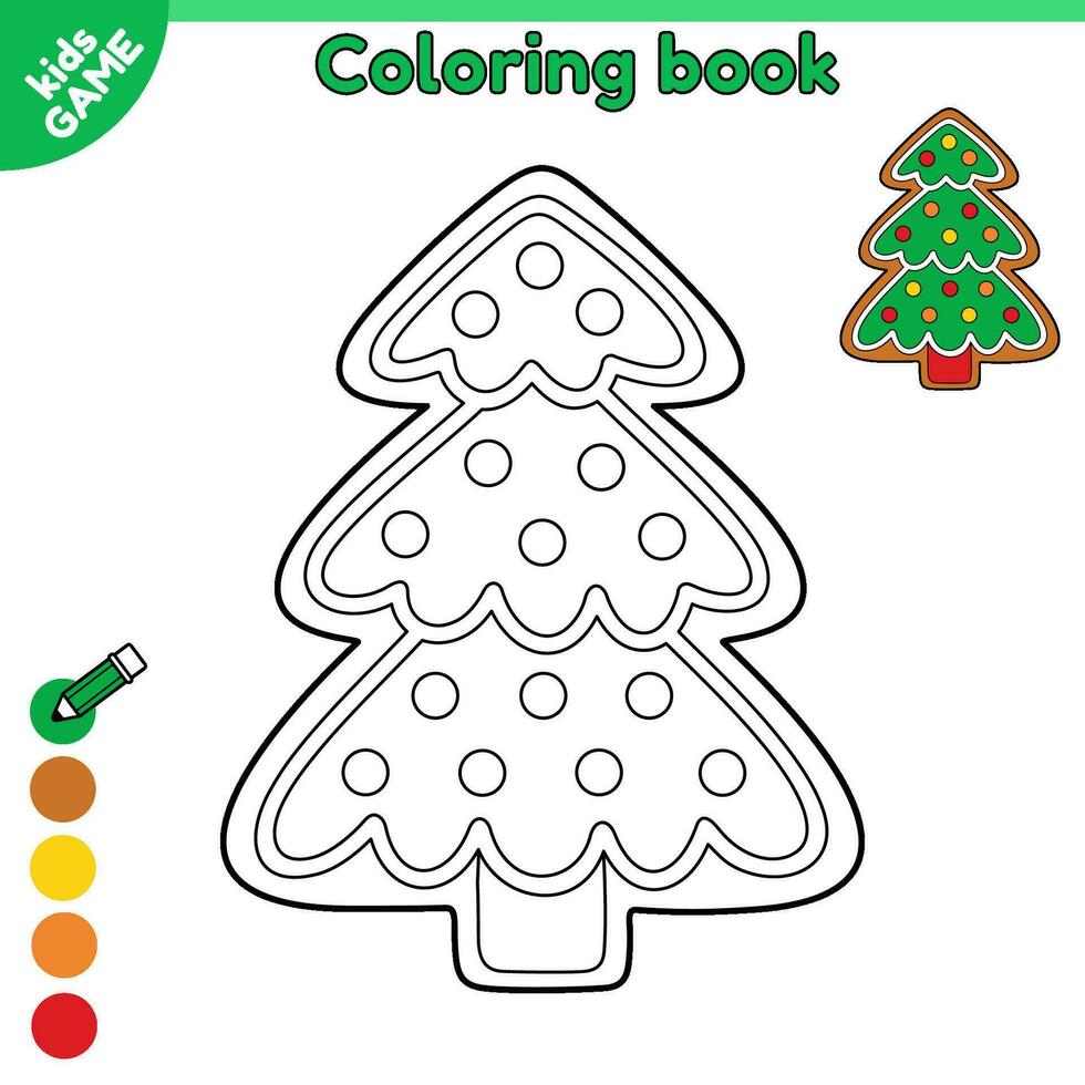 contorno pan de jengibre Navidad árbol. página de colorante libro para niños con dibujos animados Navidad dulces color contorno nuevo año galletas. actividad libro para niños. vector ilustración clásico Navidad galleta.