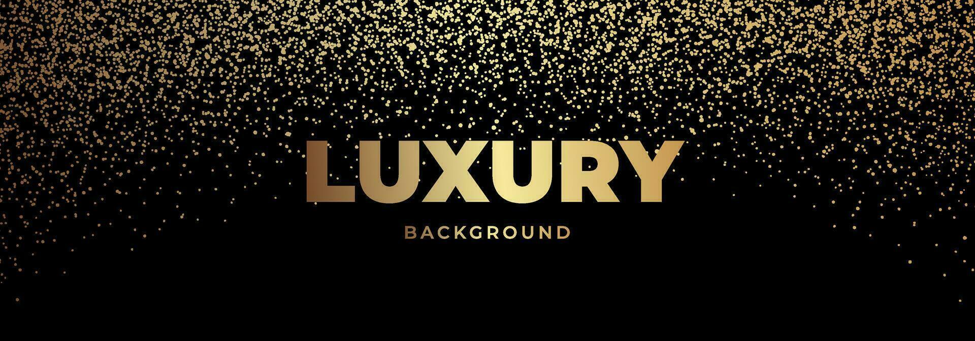 Luxury banner with golden glitter. Deluxe shiny gold and black background vector