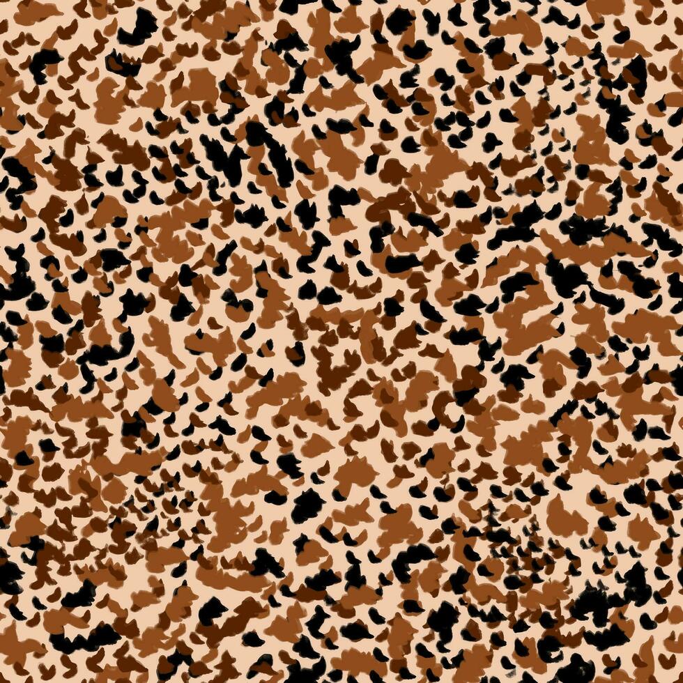 Camouflage seamless pattern. Leopard skin print. Cheetah, jaguar spots. Hand drawn beige and brown small spots vector