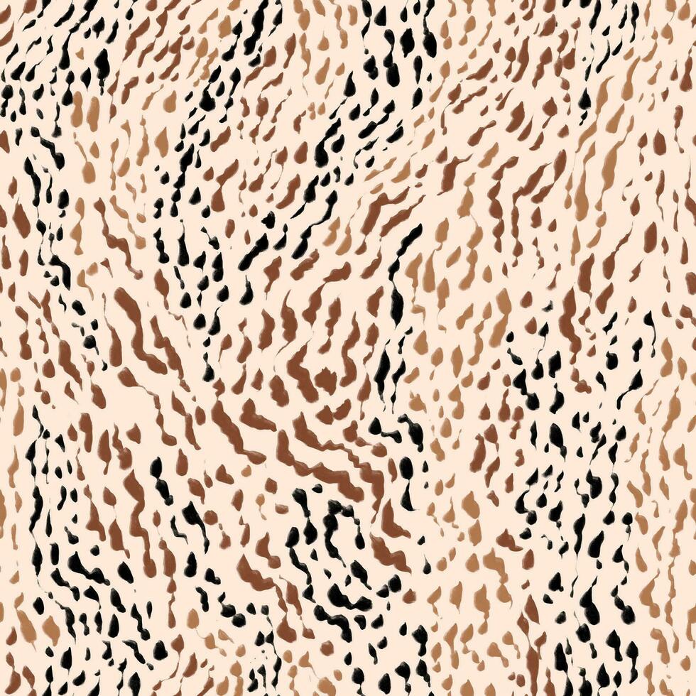 animal sin costura modelo. leopardo piel impresión. guepardo, jaguar lugares. mano dibujado beige marrón y negro pequeño lugares vector