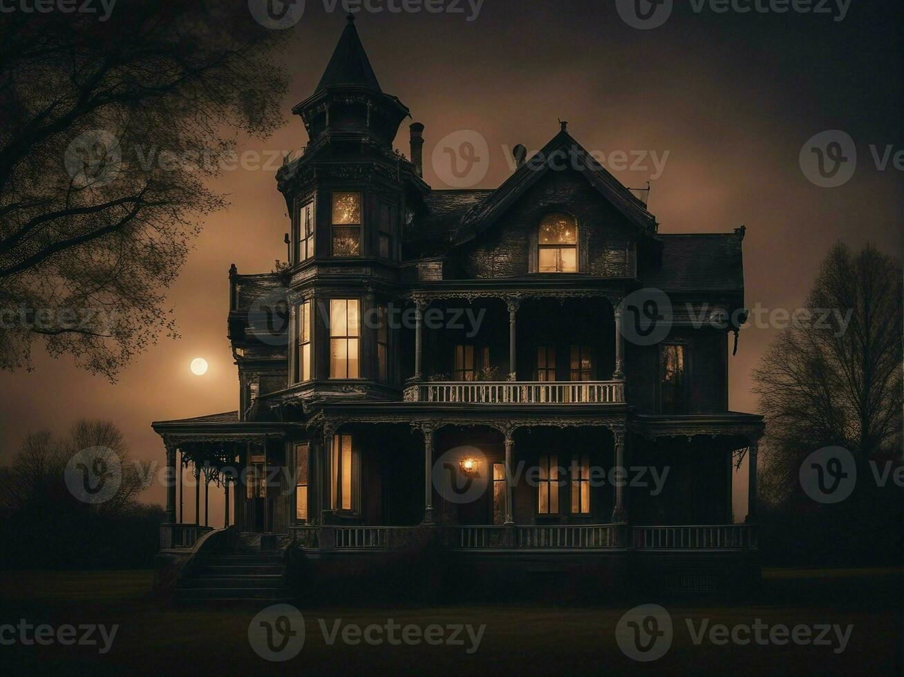 old house in the night photo