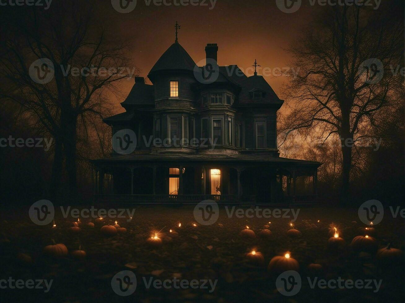 old house in the night photo