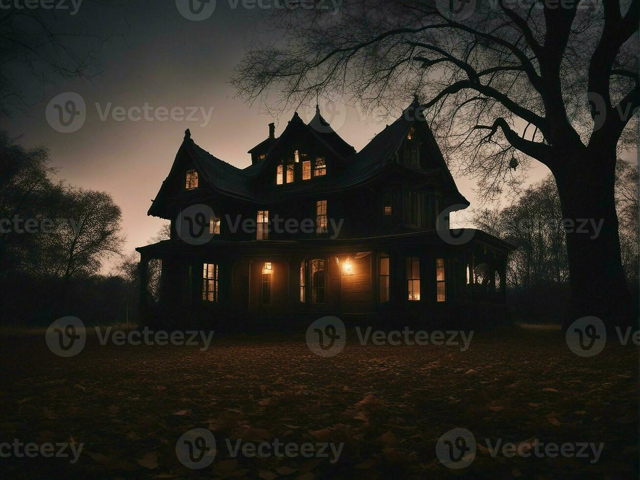 old house in the night photo