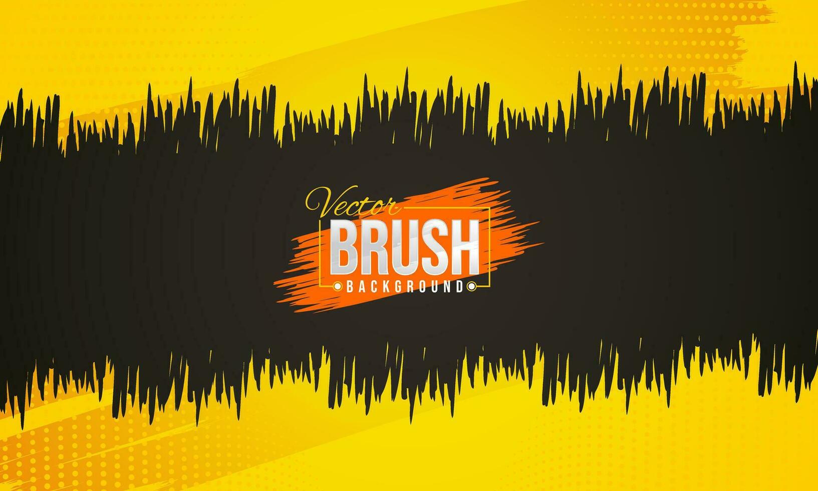 Black and yellow brush background with halftone and gradient vector