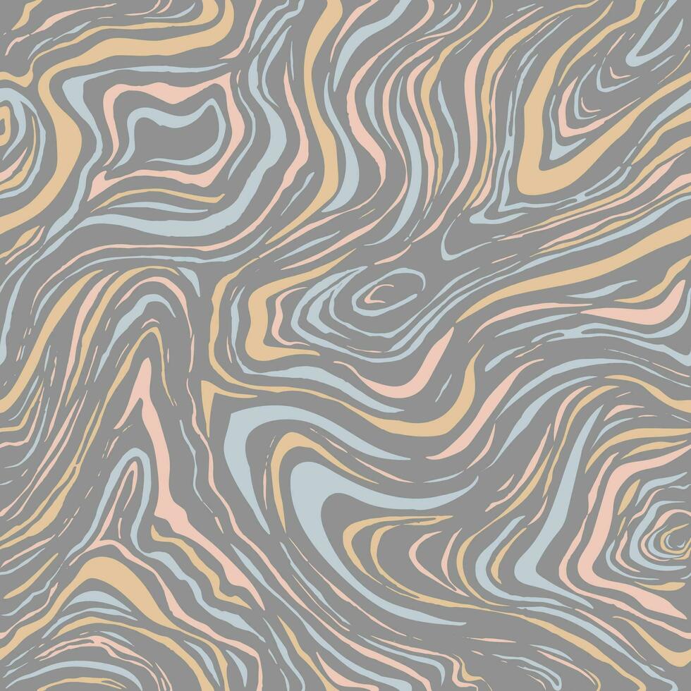 Wavy swirl vector seamless pattern Hand drawn 1970 vector illustration. Sixties pattern trippy.