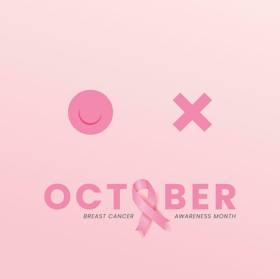 flat breast cancer awareness month with ribbon vector