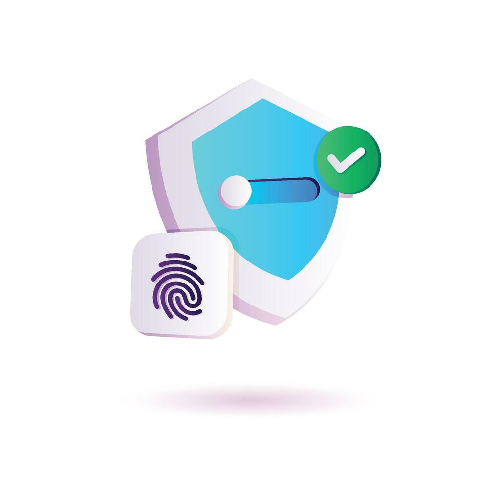 3d fingerprint cyber secure icon. Digital security authentication concept. 3d finger scan for authorization, identity cyber secure. 3d fingerprint scanning sign vector render illustration