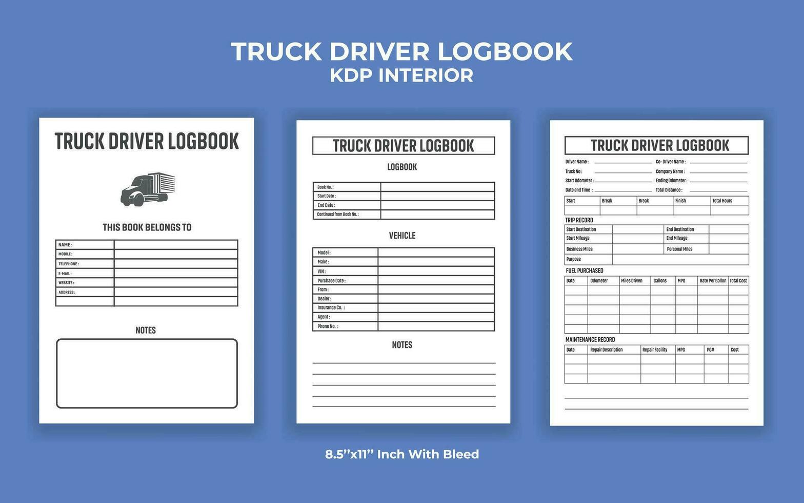 Truck Driver Logbook KDP Interior vector