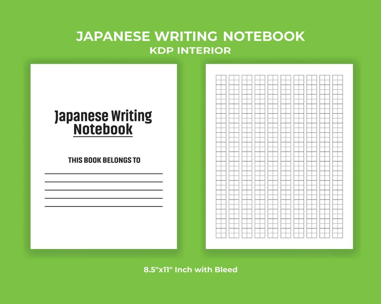 japonés escritura cuaderno kdp interior vector