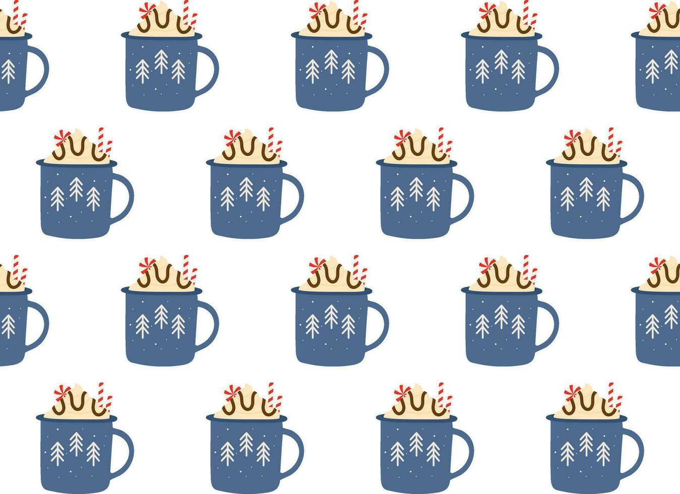 Seamless hot drinks pattern. Traditional autumn or winter drinks. Vector flat repeated background for wallpaper, wrapping, packing, textile