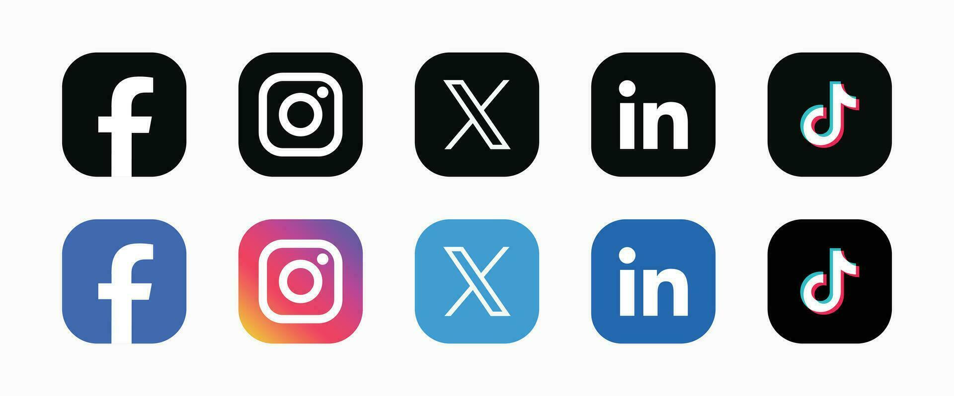 Set of social media logo in white background. Social media icon set collection. vector