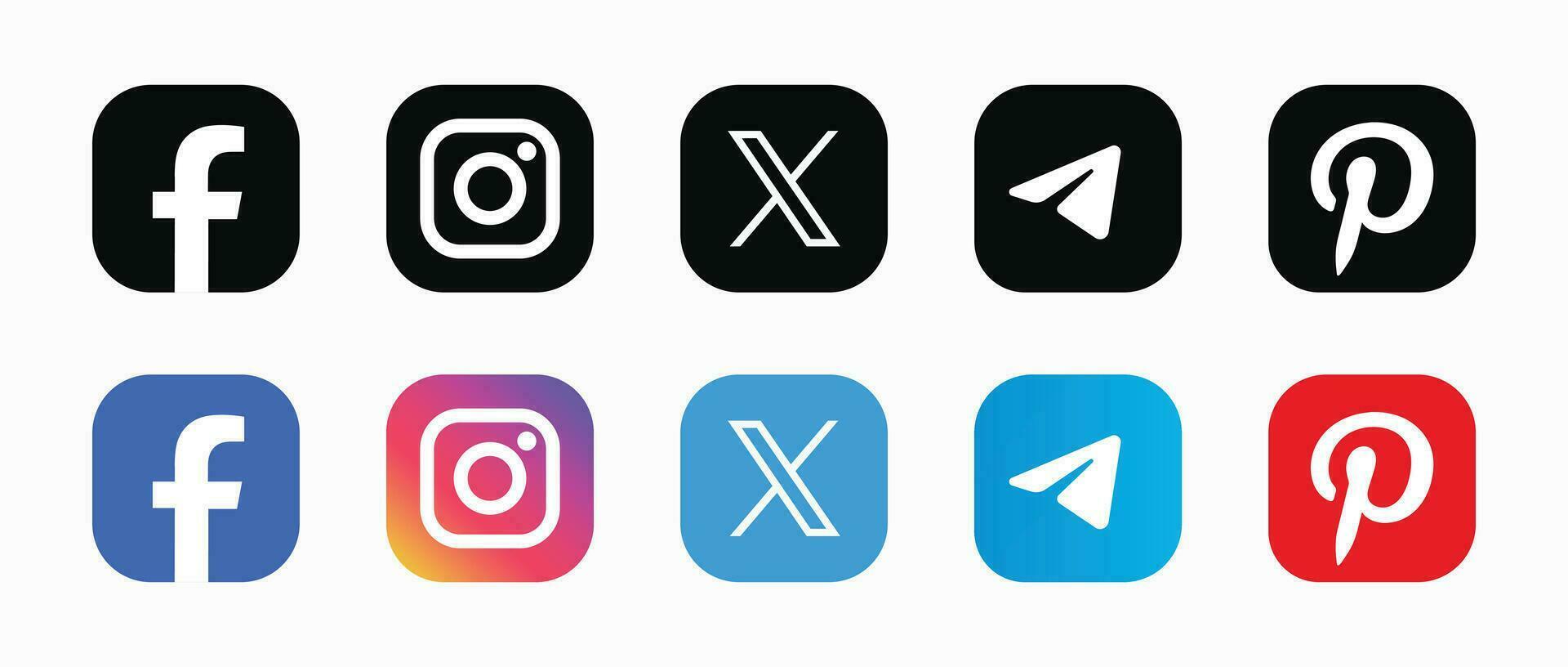 Set of social media logo in white background. Social media icon set collection. vector