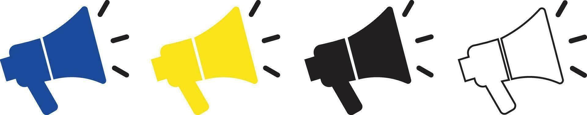 megaphone loudspeaker icon in flat, line set. isolate on transparent background. use for as announcement and giving message to others megaphone bell notification sign symbol vector apps and website