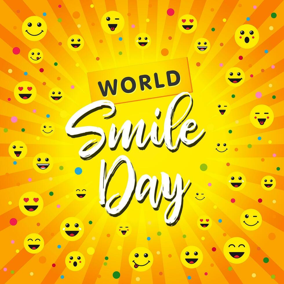 Happy World Smile Day greeting card concept. vector