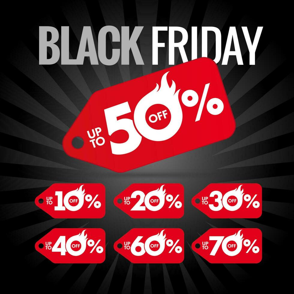 Set of Black Friday discount labels. Sale banner vector