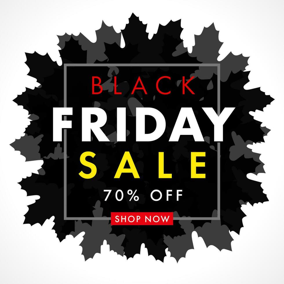 Black Friday Sale with autumn maple leaves. Special offer banner. vector