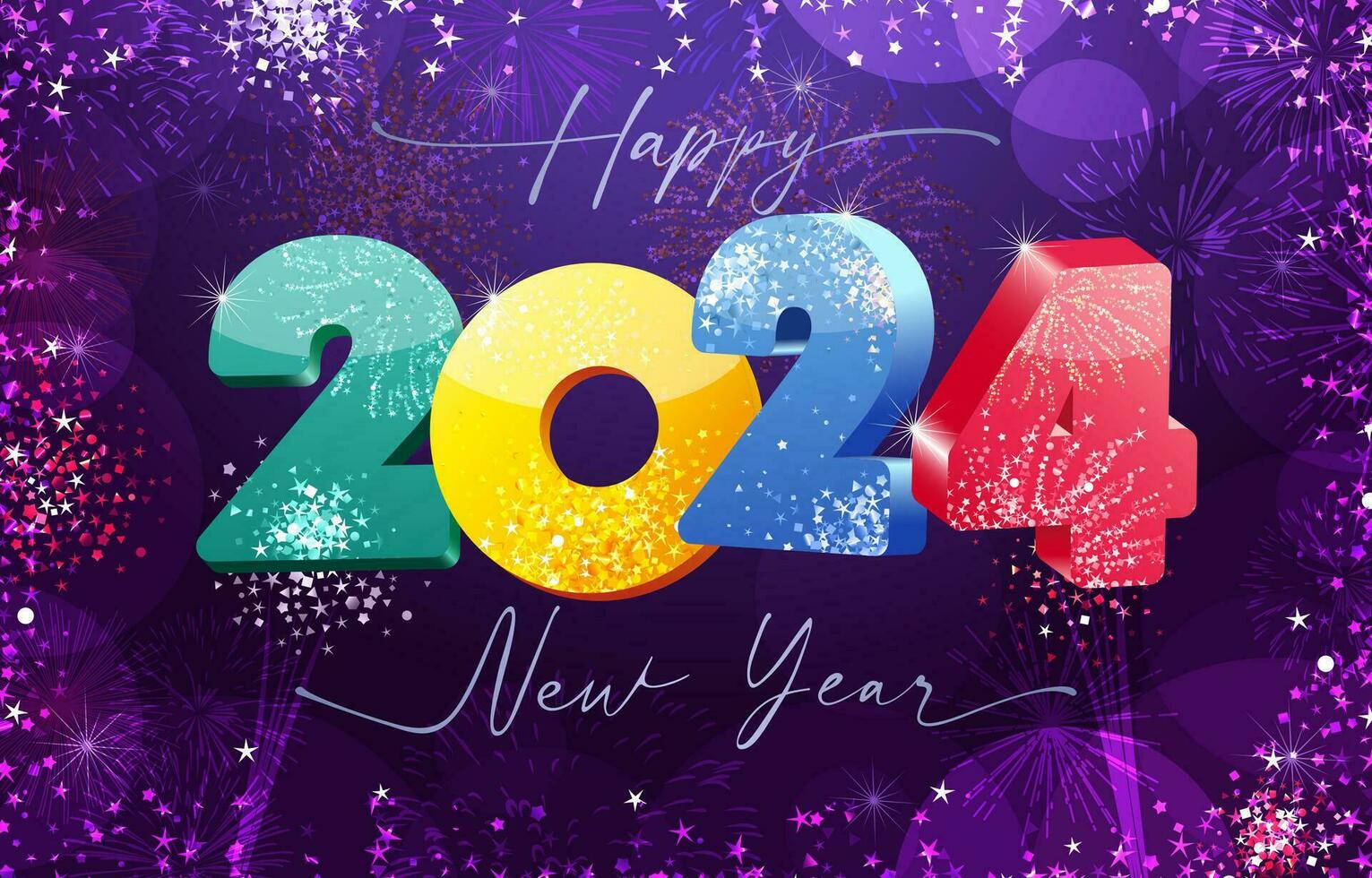 Happy New year 2024 greeting card design. vector