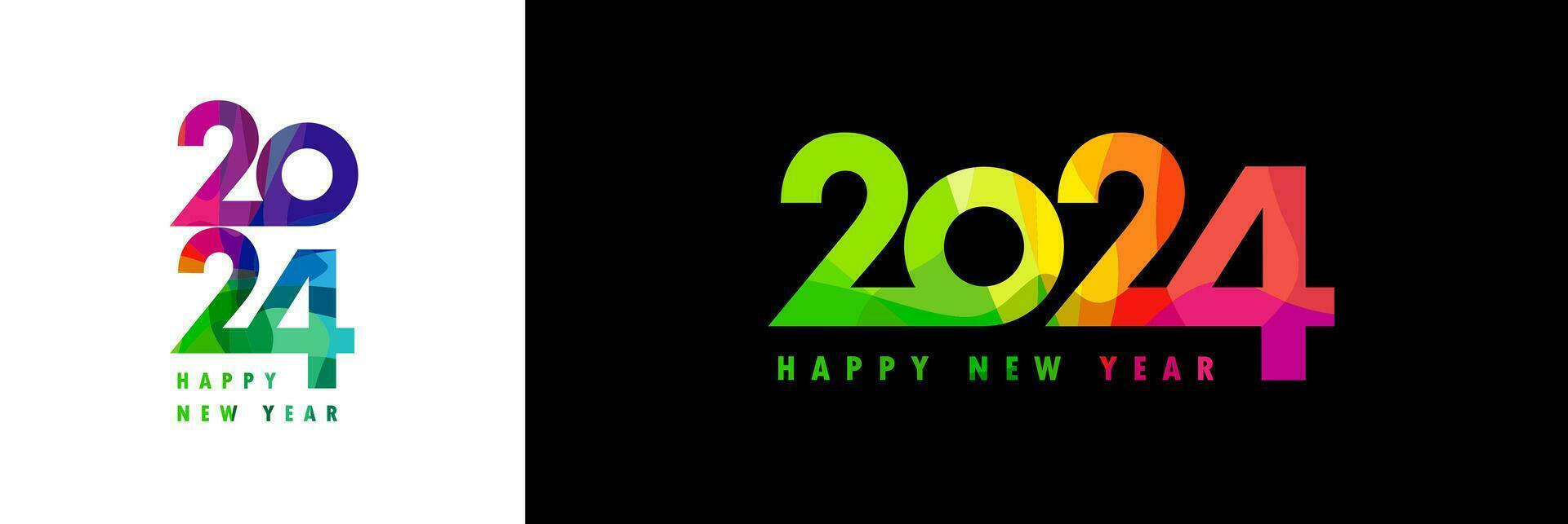 Happy New Year 2024 creative logo. Colorful design. Set of number icons. vector