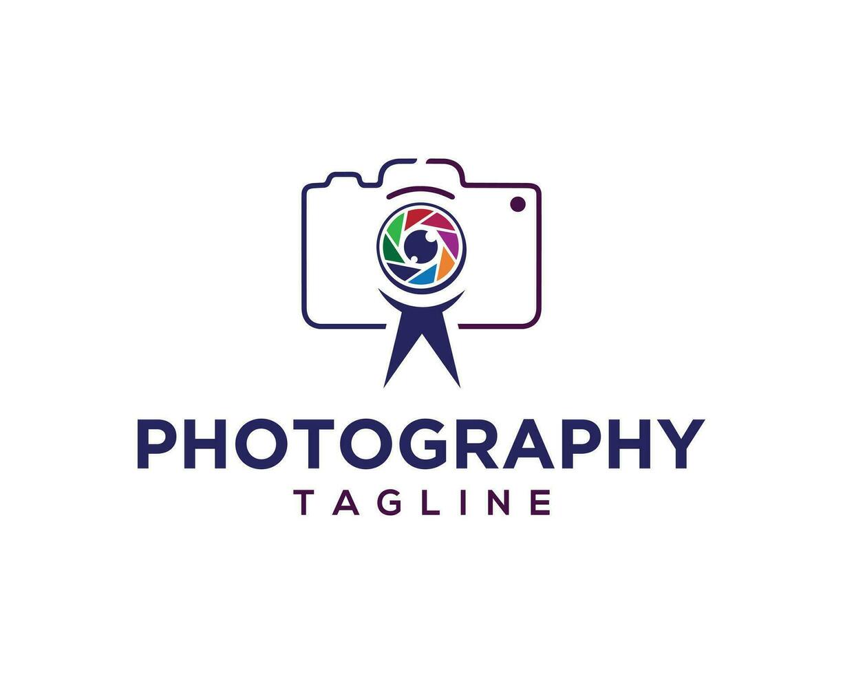 Camera lens photo photography logo design template. vector