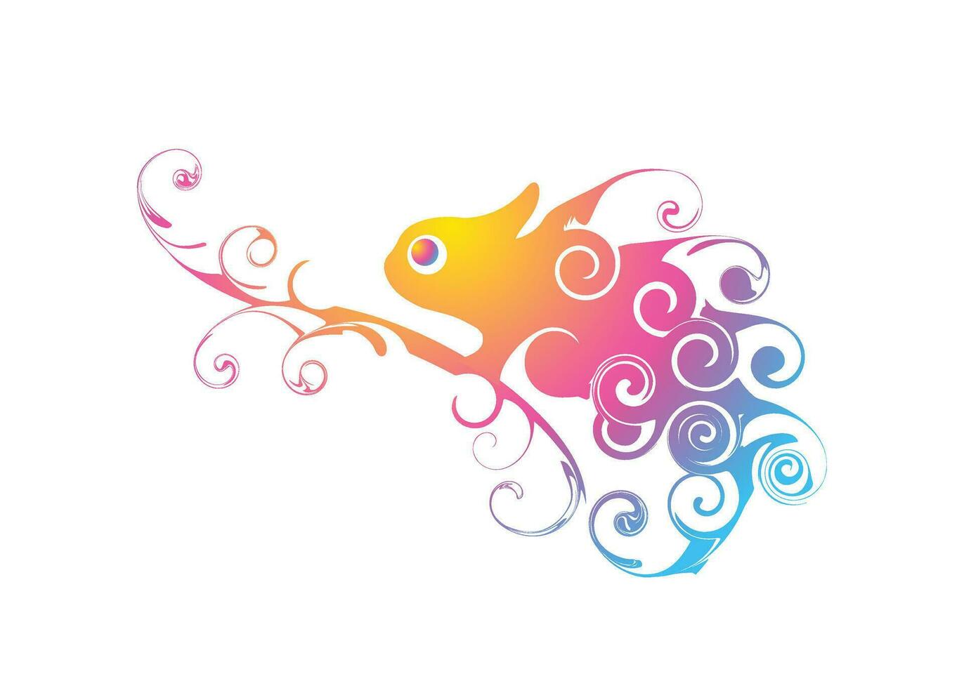 Beautiful Colorful Painting cute chameleon lizard animal wallpaper vector