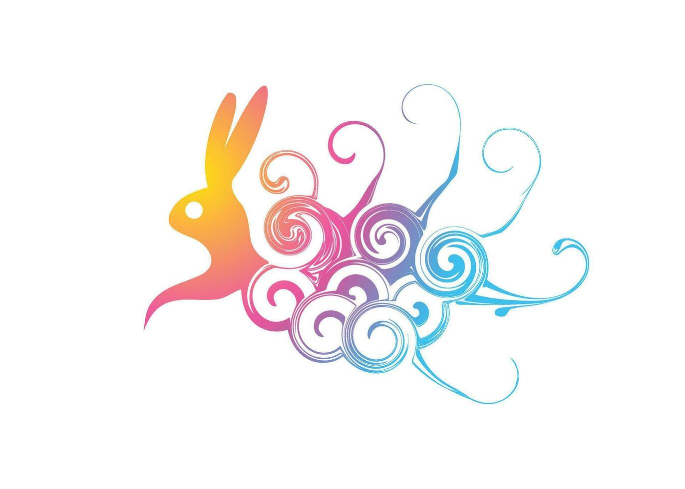 Beautiful Colorful Painting of a rabbit or bunnies running fast wallpaper vector