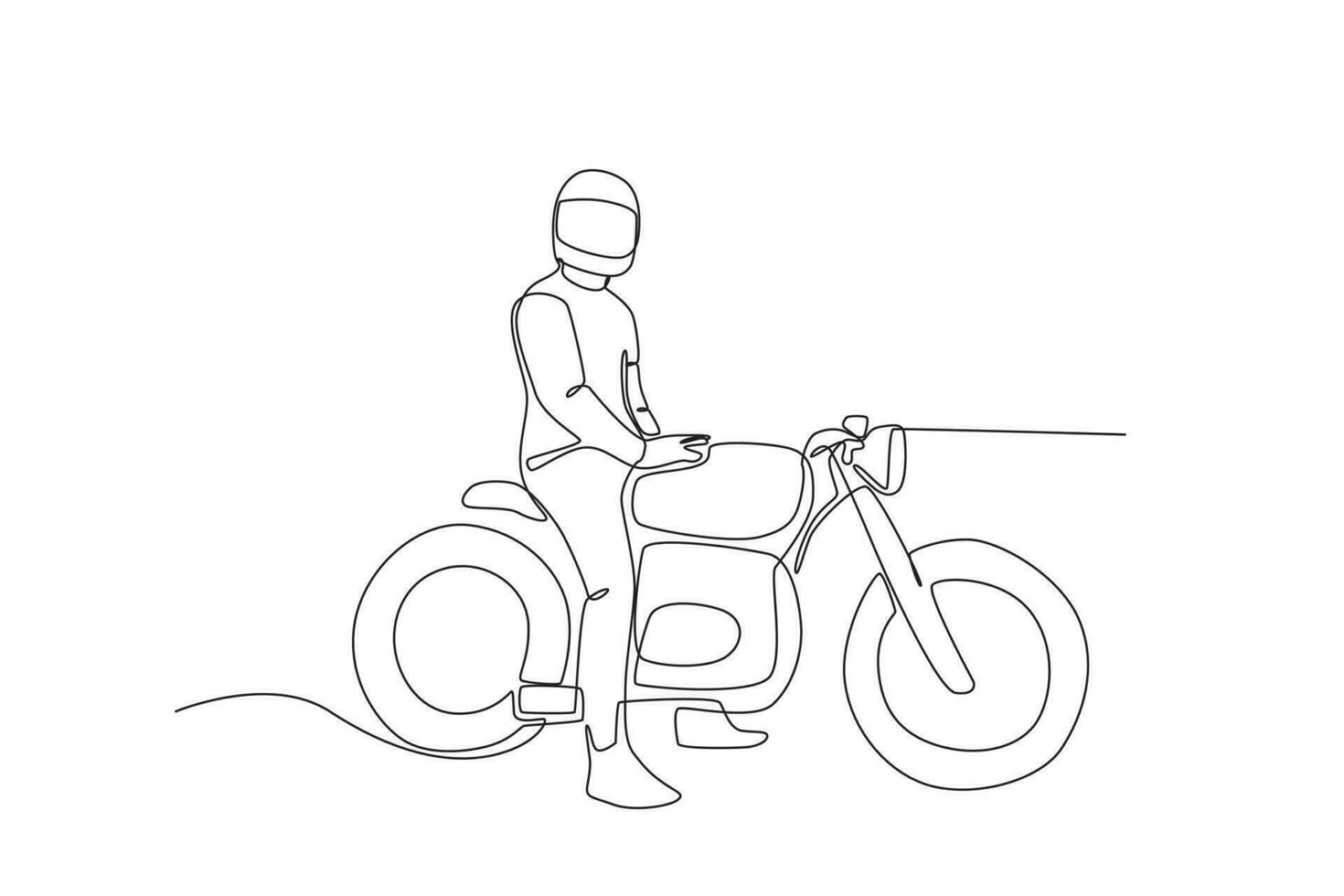 A man sitting on a motorcycle wearing a helmet vector