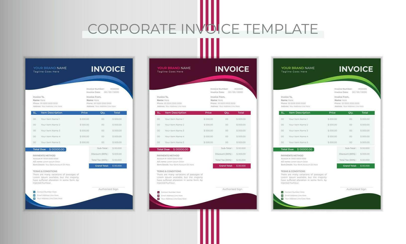 Elegant and modern invoice design layout vector