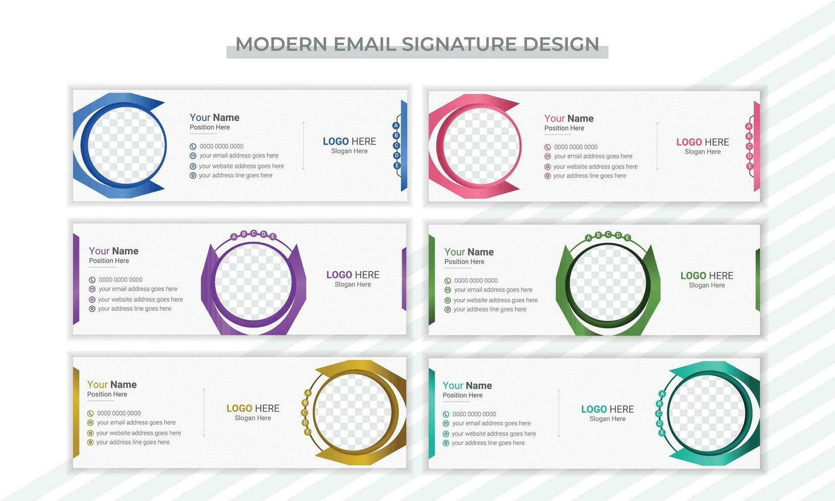 Corporate and abstract email signature design template vector